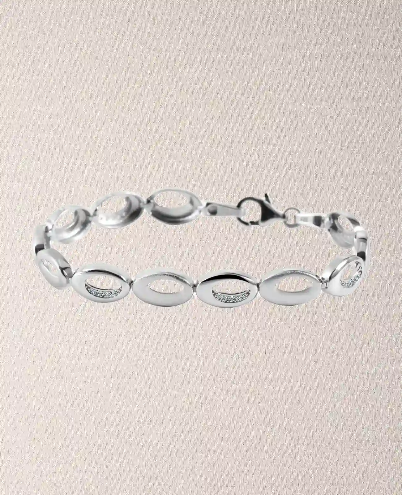 armband aus ovalen beweglichen Gliedern zum Teil mit Zirkonia steinen