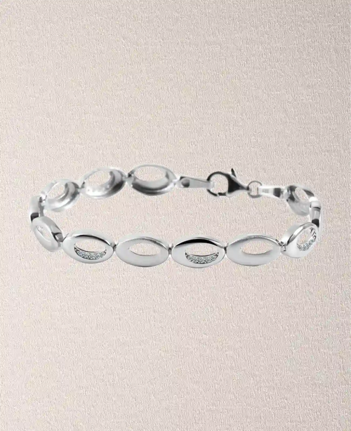 armband aus ovalen beweglichen Gliedern zum Teil mit Zirkonia steinen