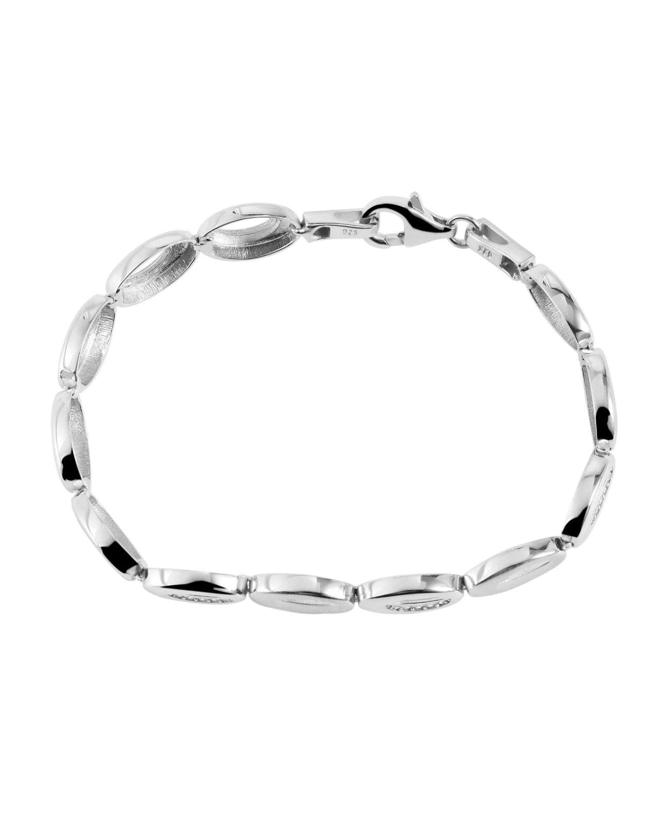 armband aus ovalen beweglichen Gliedern zum Teil mit Zirkonia steinen