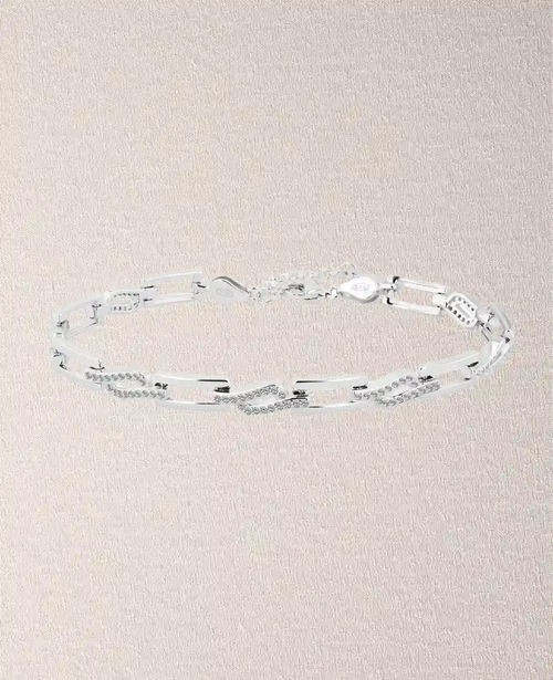 Armband aus rechteckigen beweglichen Gliedern zum Teil mit Zirkonia Steinen