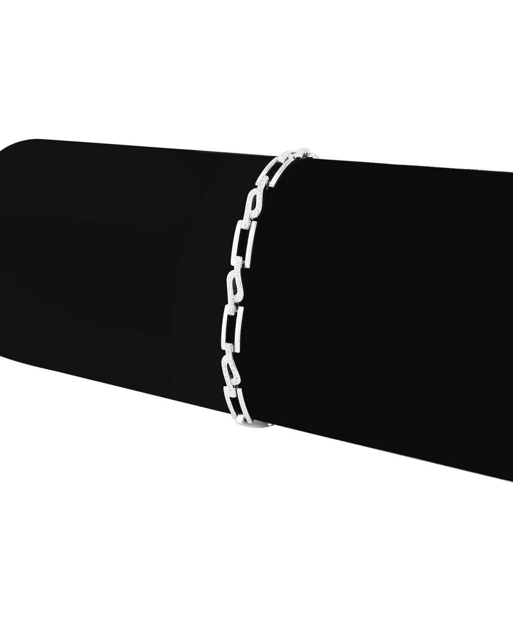 Armband aus rechteckigen beweglichen Gliedern zum Teil mit Zirkonia Steinen