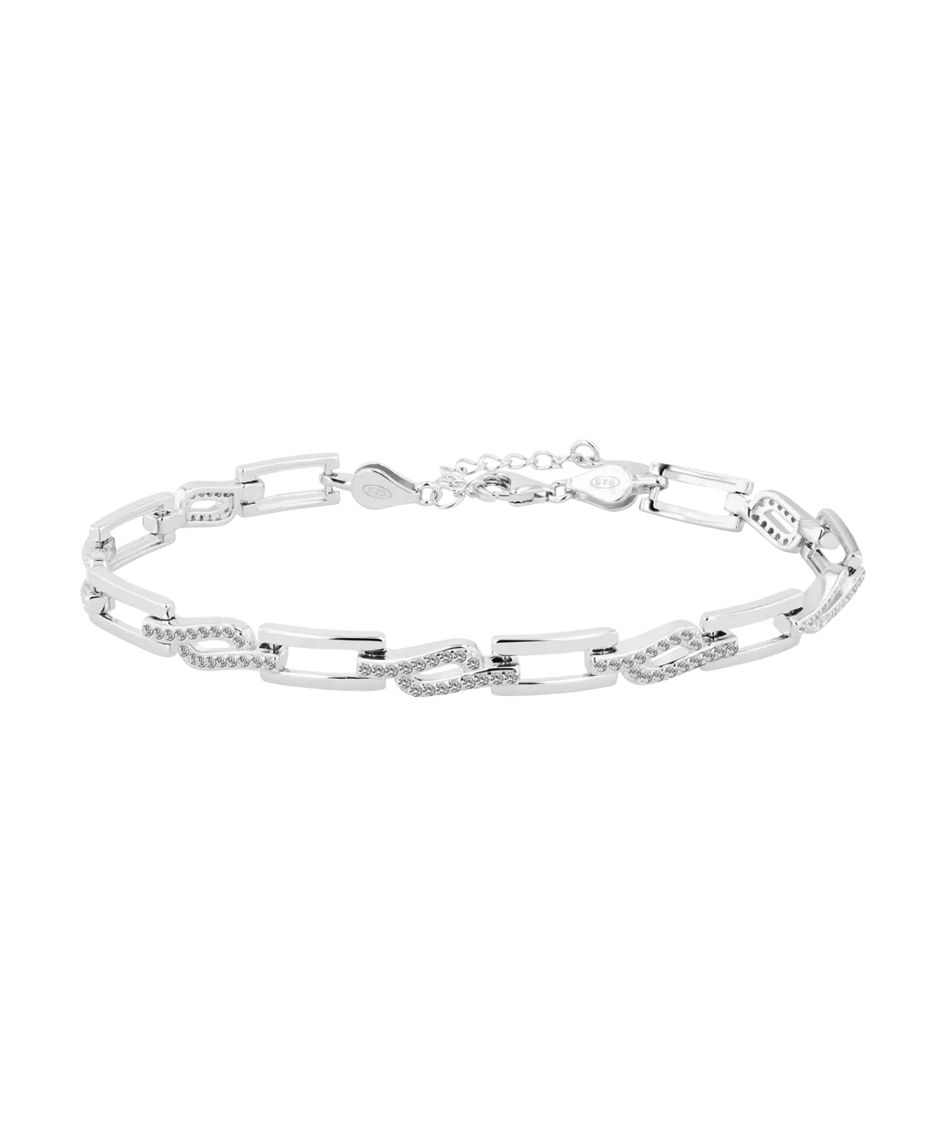 Armband aus rechteckigen beweglichen Gliedern zum Teil mit Zirkonia Steinen