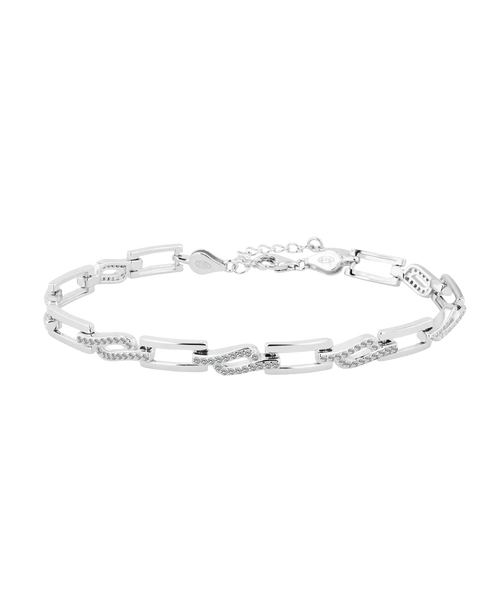 Armband aus rechteckigen beweglichen Gliedern zum Teil mit Zirkonia Steinen