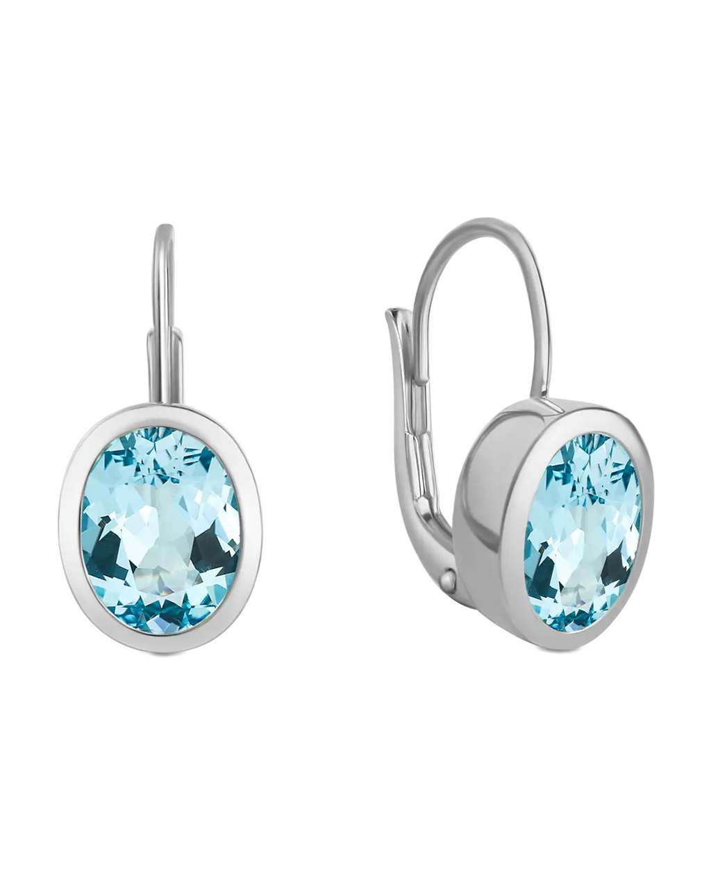 kurze button ohrhänger mit ovalen blautopas