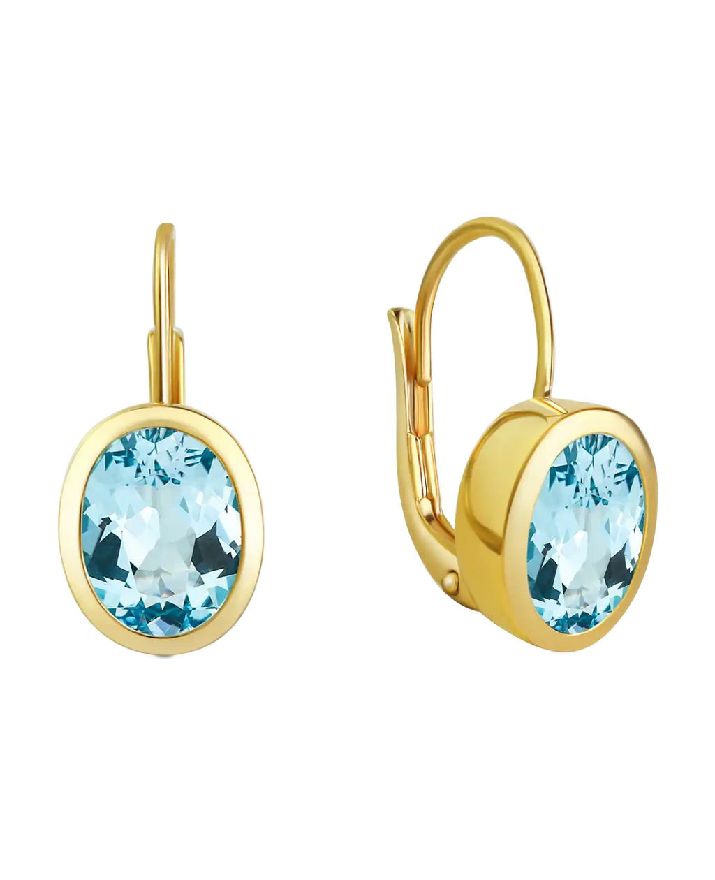 kurze button ohrhänger mit ovalen blautopas