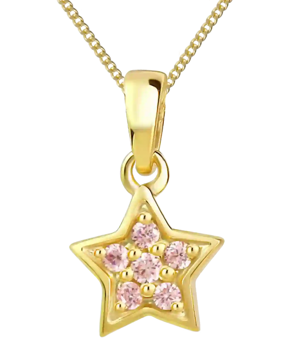 panzerkette mit stern anhänger und 6 rosa steinen