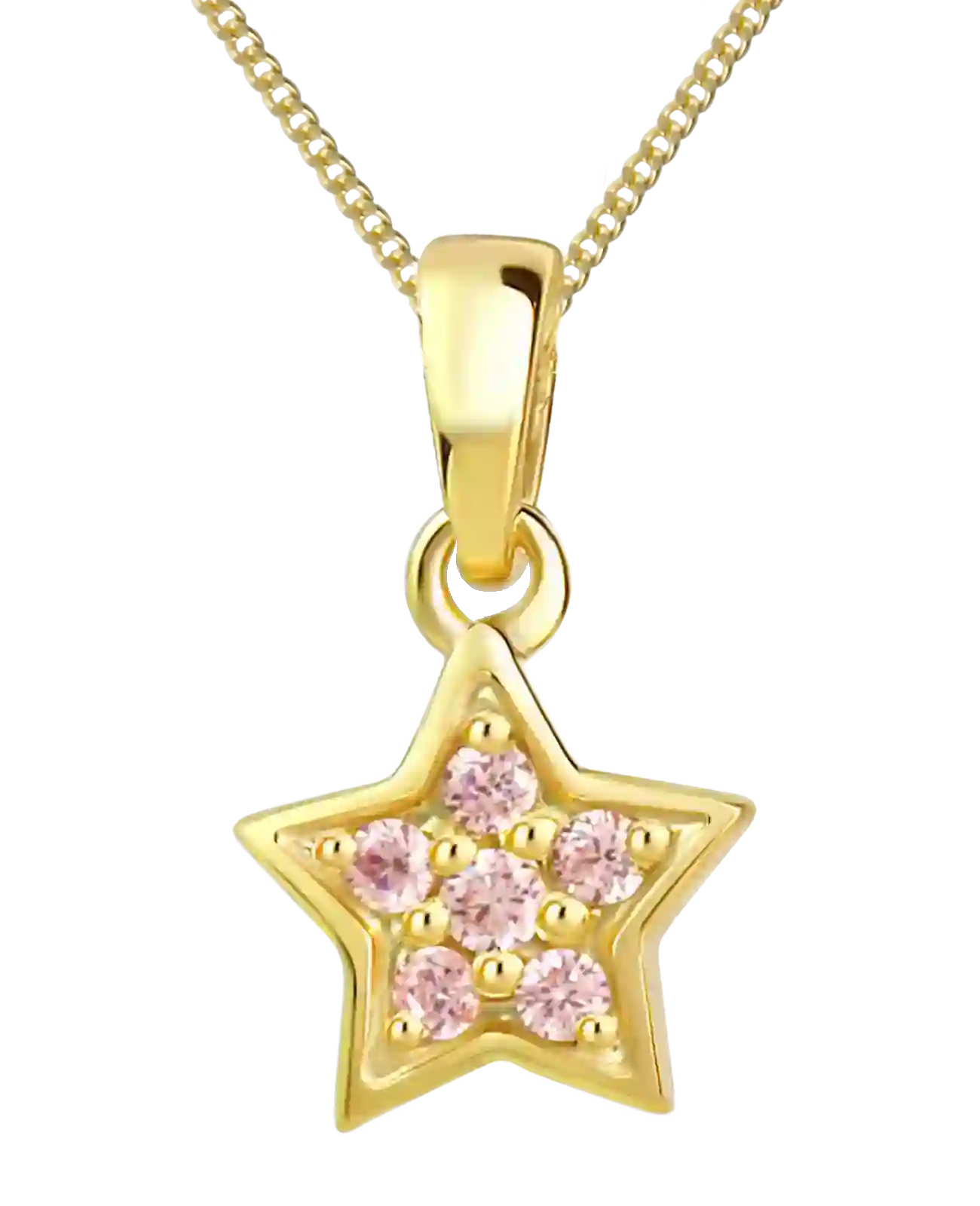 panzerkette mit stern anhänger und 6 rosa steinen