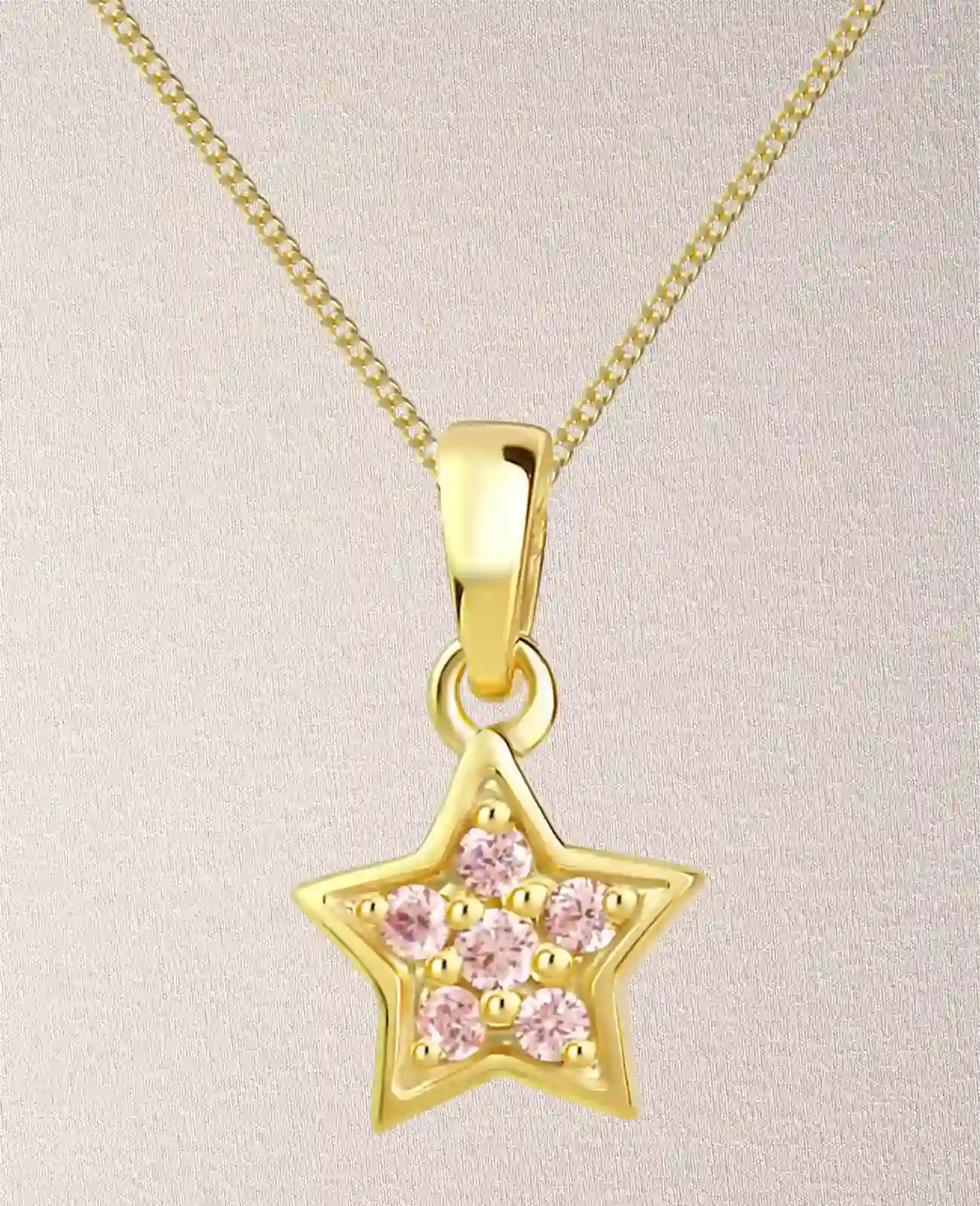 panzerkette mit stern anhänger und 6 rosa steinen