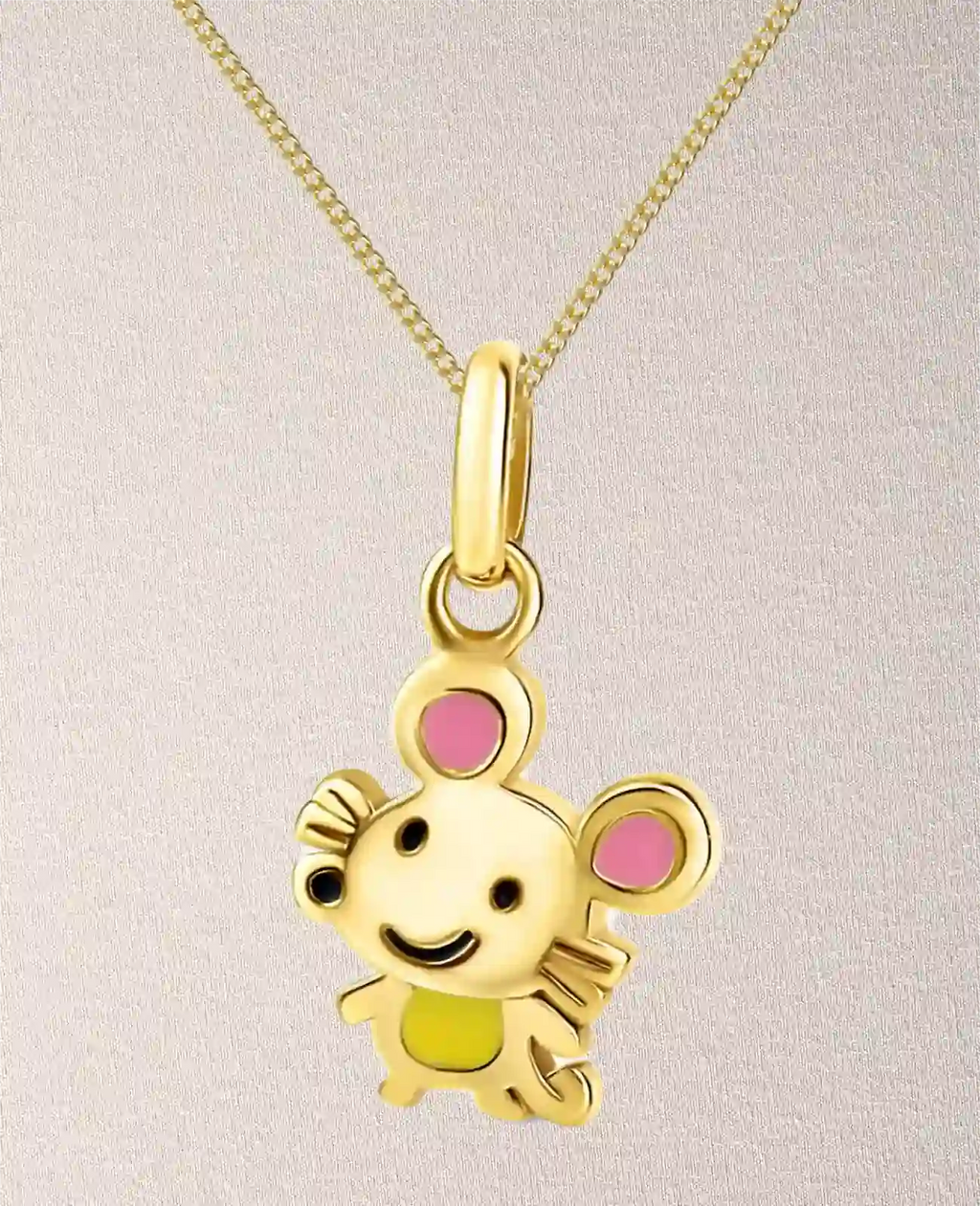 panzerkette mit maus anhänger die ohren sind rosa