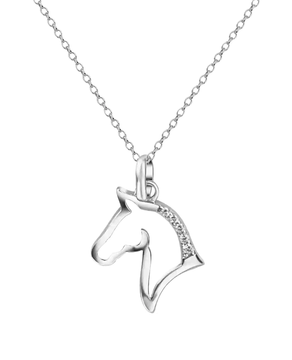 Ankerkette mit Pferdekopf Anhänger in der Mähne 5 Zirkonia Steine