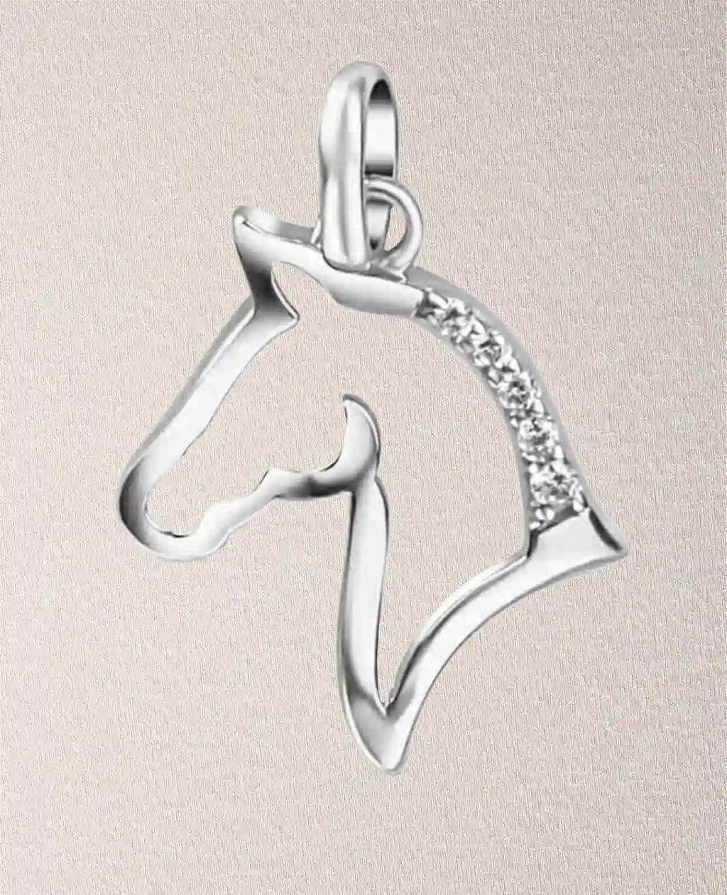 Pferdekopf Anhänger in der Mähne 5 Zirkonia Steine