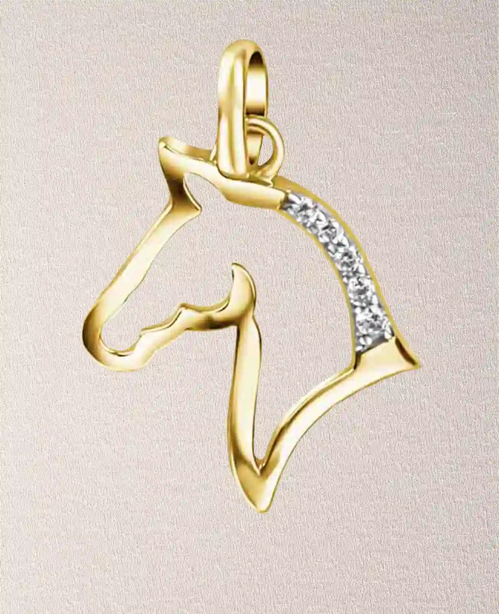 Pferdekopf Anhänger in der Mähne 5 Zirkonia Steine