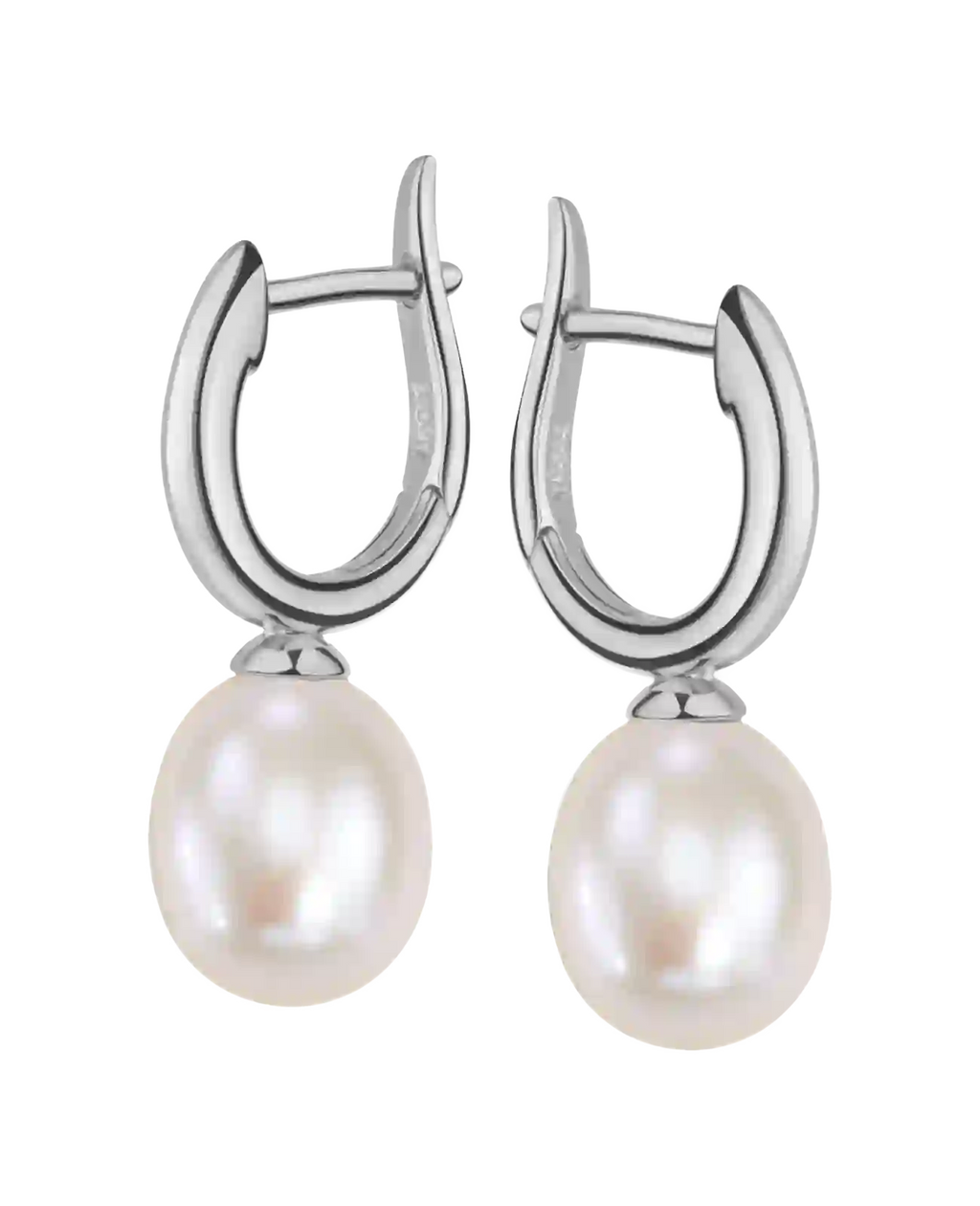 creolen mit baumelnder ovaler süßwasserzuchtperle