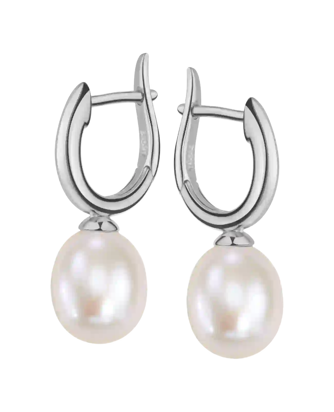 creolen mit baumelnder ovaler süßwasserzuchtperle