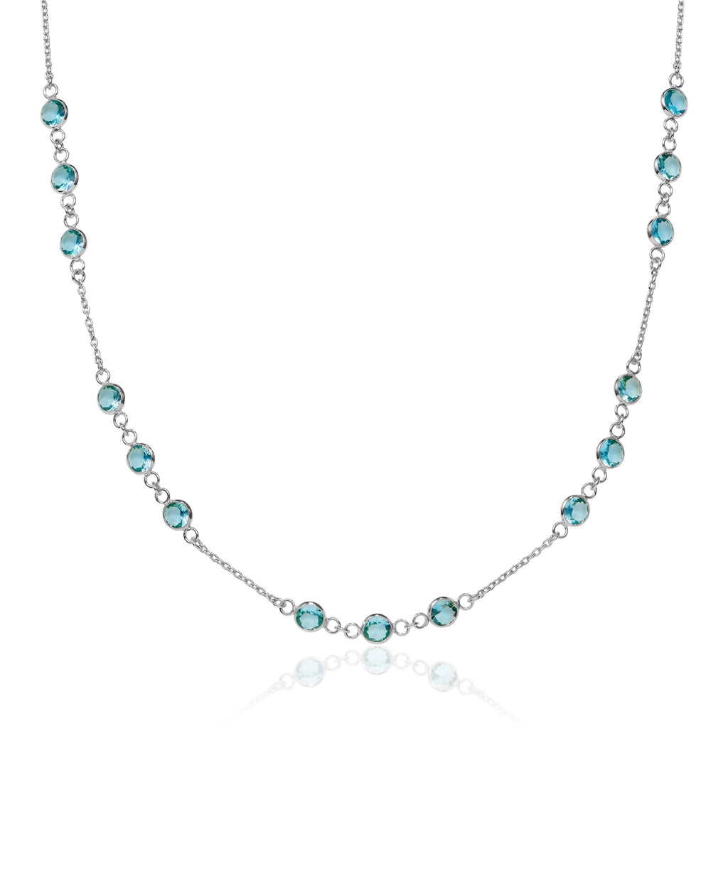 ankerkette mit dreierblöcken runde hellblaue zirkonia steinen