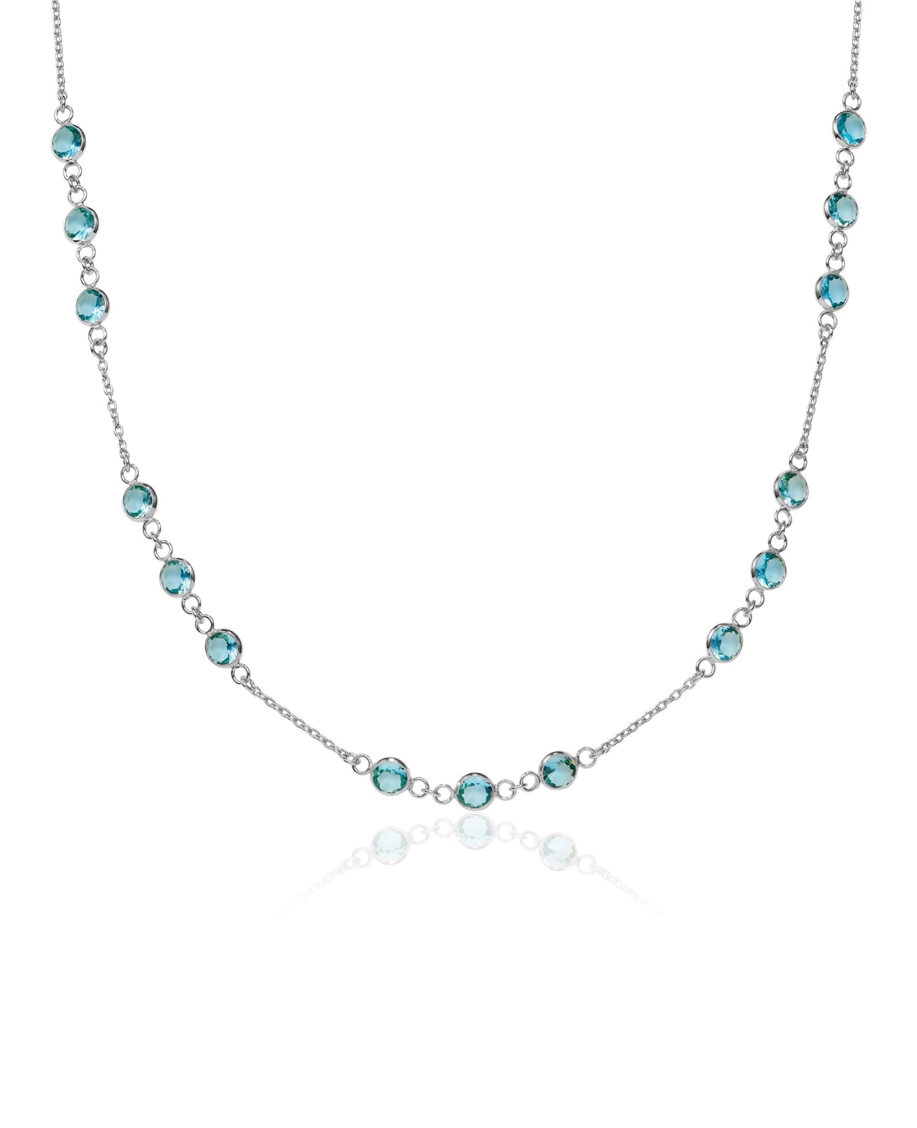 ankerkette mit dreierblöcken runde hellblaue zirkonia steinen