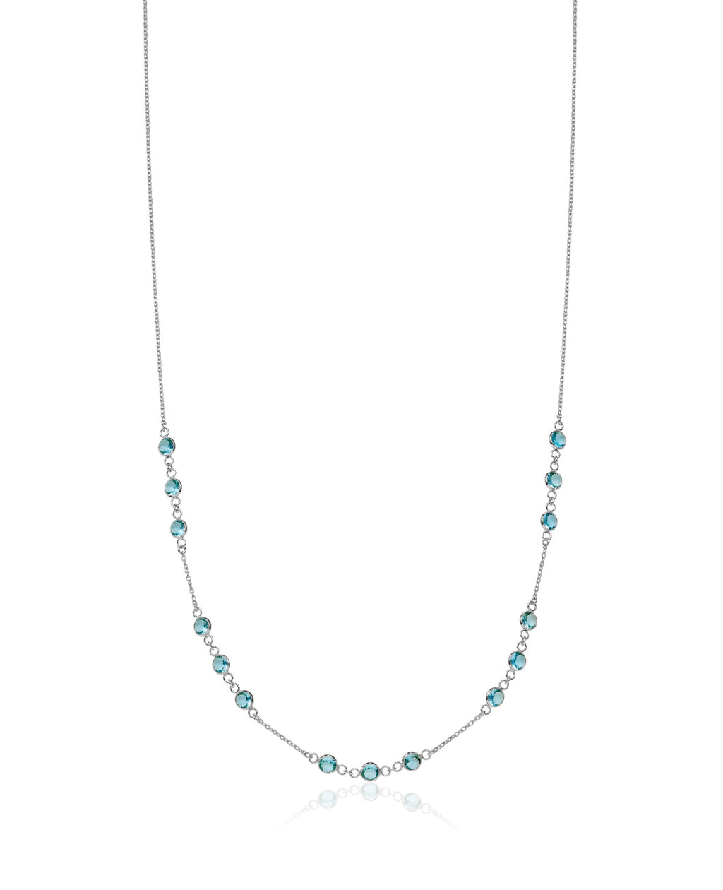 ankerkette mit dreierblöcken runde hellblaue zirkonia steinen