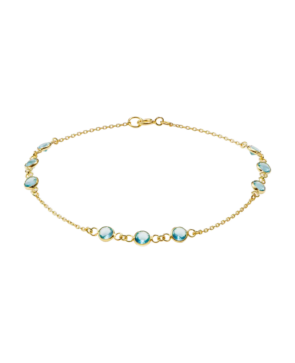 ankerkette armband mit dreierblöcken runde hellblaue zirkonia steinen