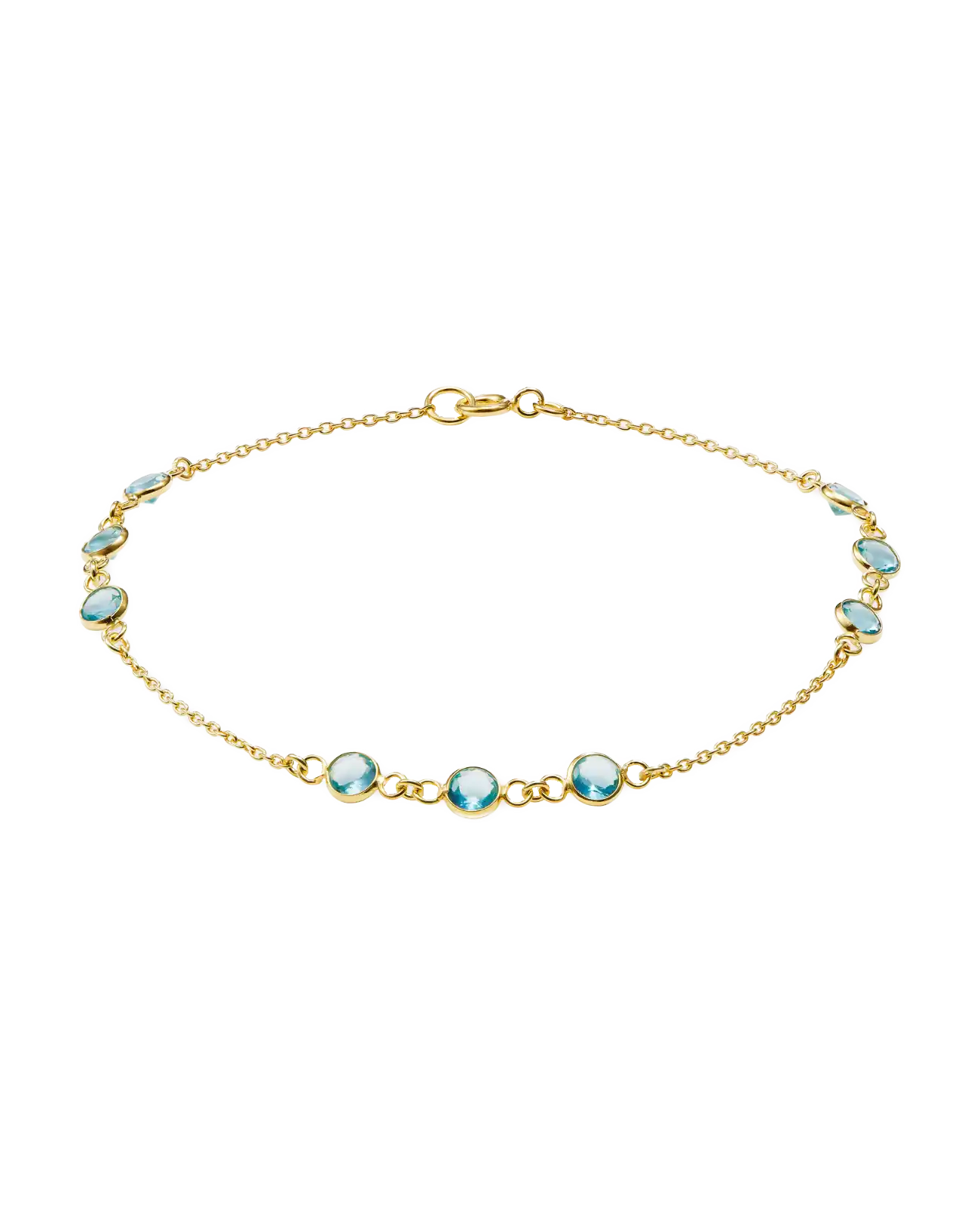 ankerkette armband mit dreierblöcken runde hellblaue zirkonia steinen