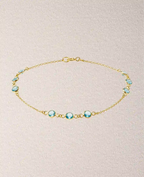 ankerkette armband mit dreierblöcken runde hellblaue zirkonia steinen