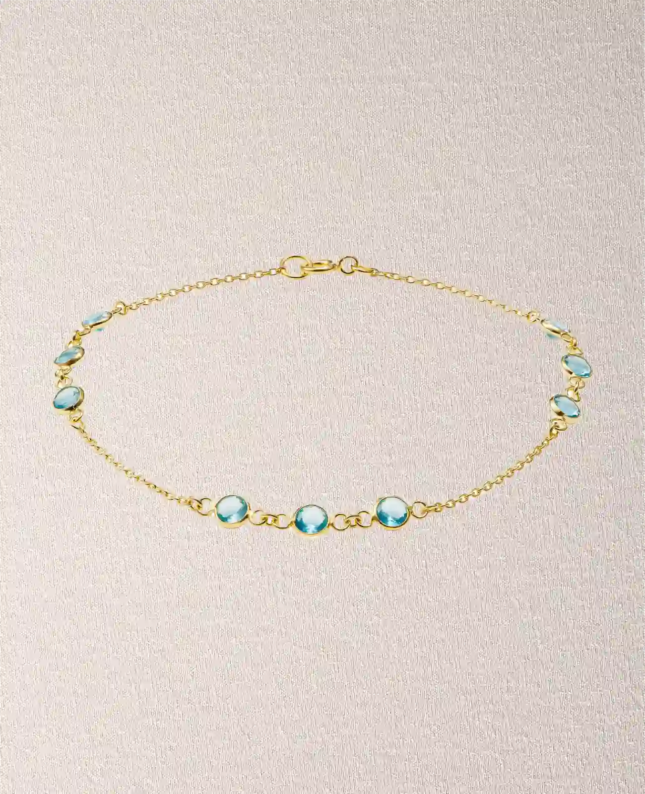 ankerkette armband mit dreierblöcken runde hellblaue zirkonia steinen