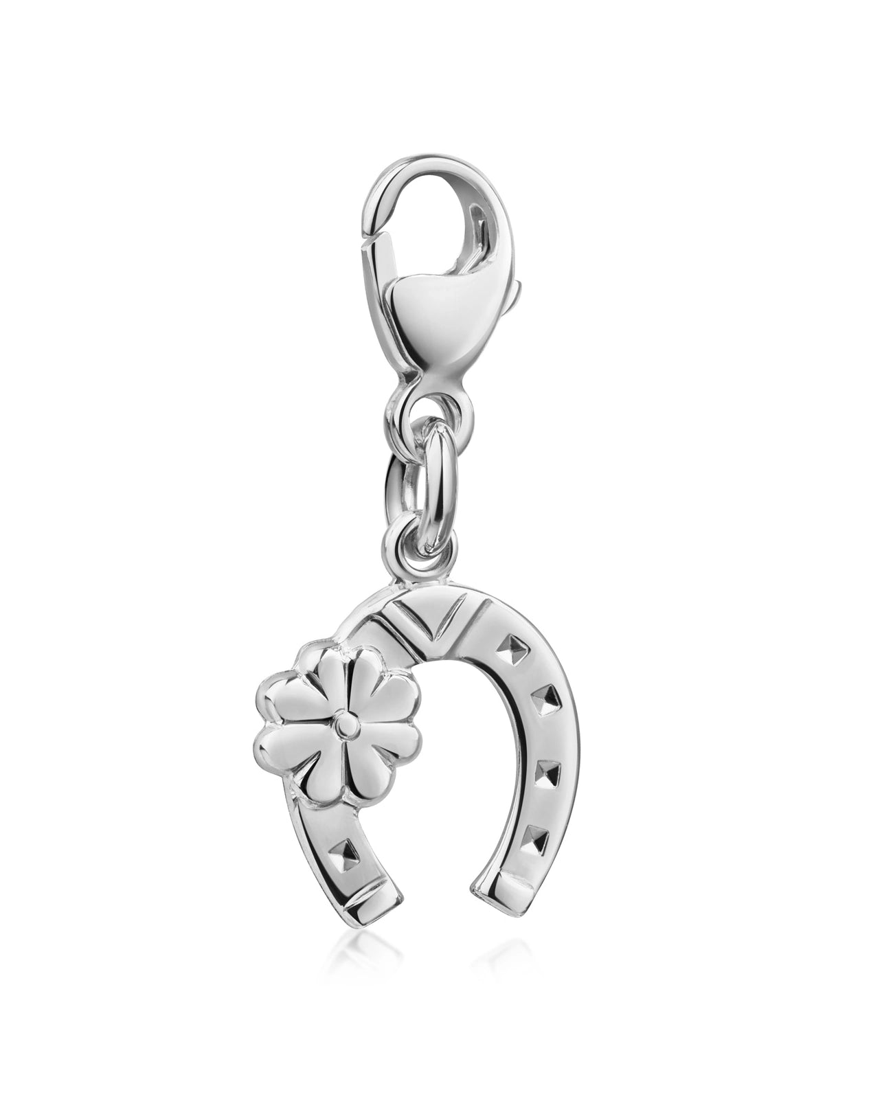 Hufeisen mit Kleeblatt Charm Anhänger mit Karabiner