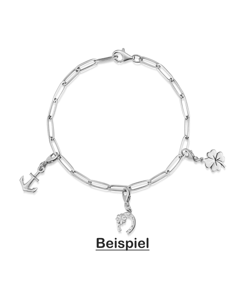 Hufeisen mit Kleeblatt Charm Anhänger mit Karabiner