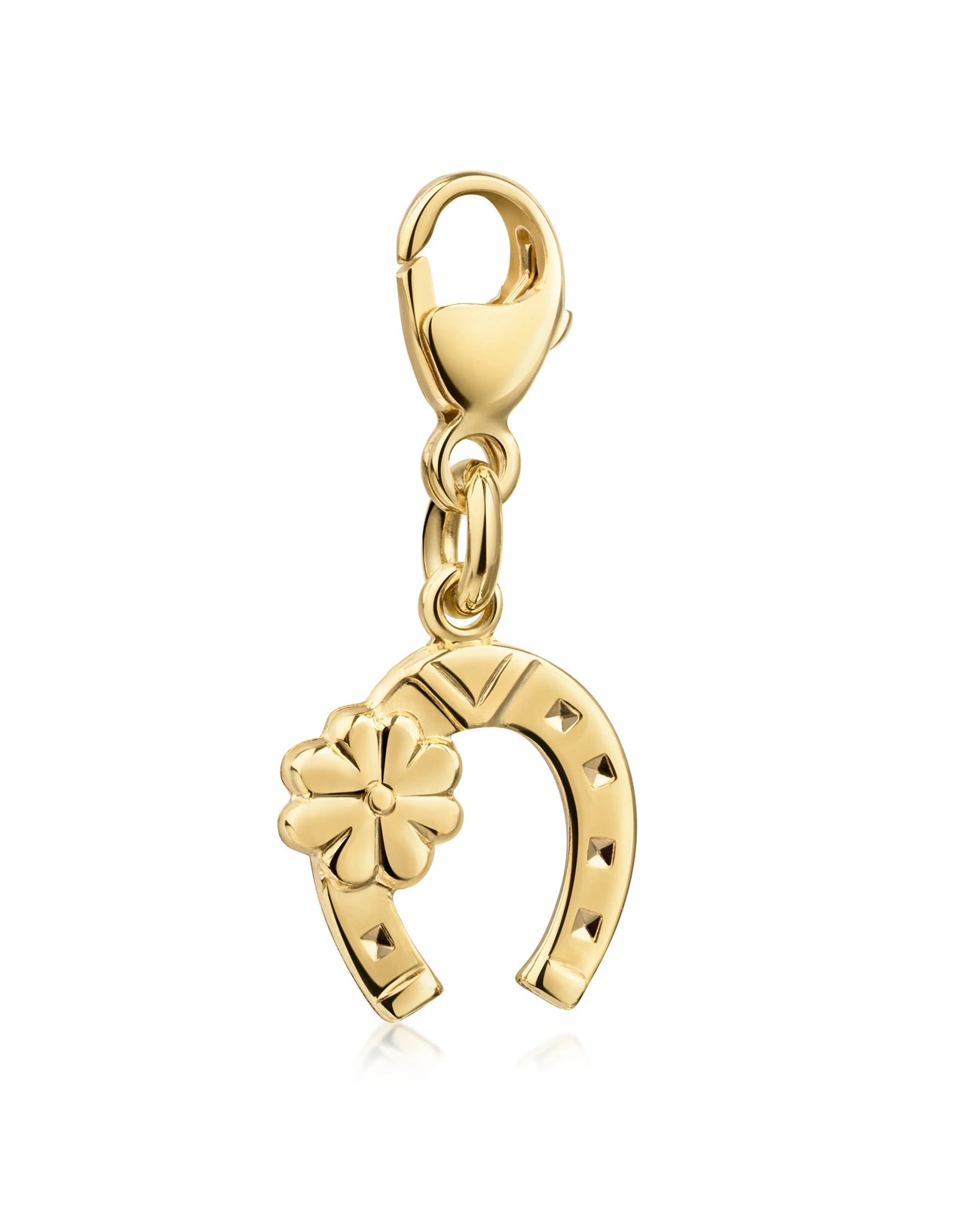 Hufeisen mit Kleeblatt Charm Anhänger mit Karabiner