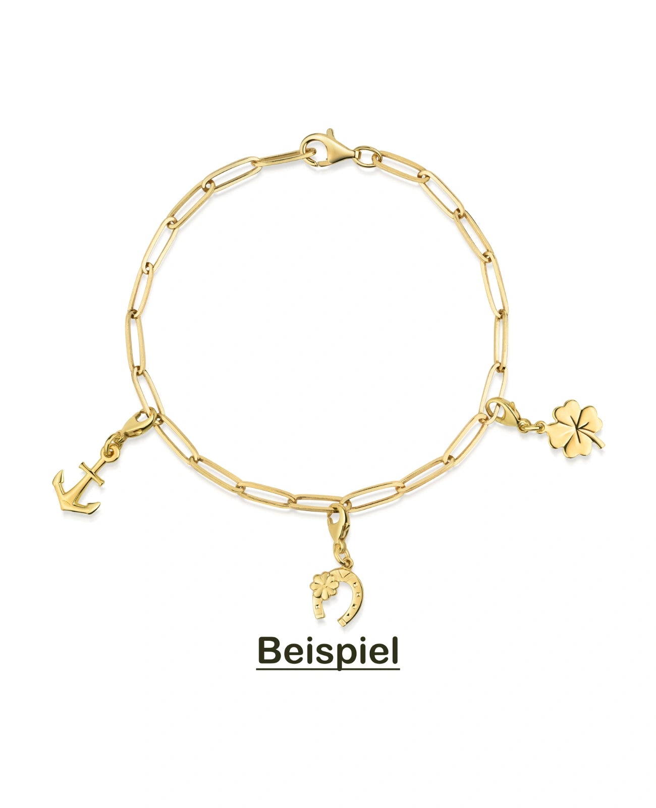 Hufeisen mit Kleeblatt Charm Anhänger mit Karabiner