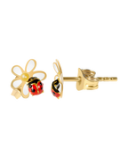 Blumenmotiv und unten ein roter Marienkäfer