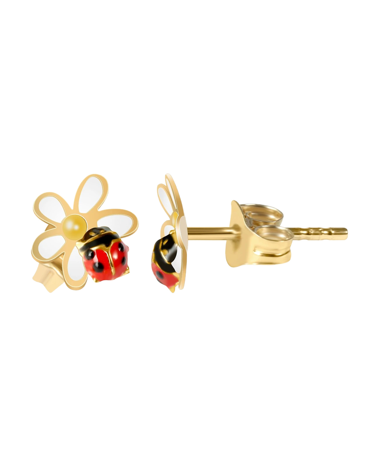 Blumenmotiv und unten ein roter Marienkäfer