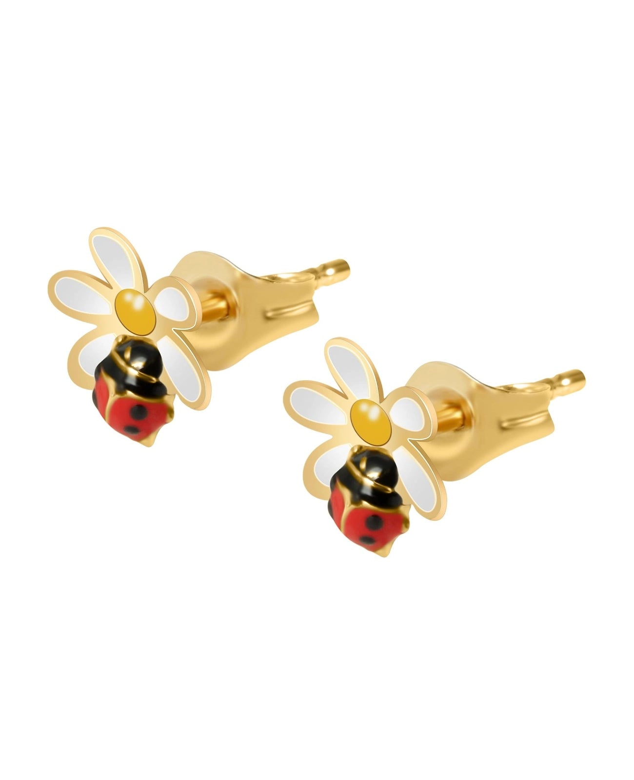 Blumenmotiv und unten ein roter Marienkäfer