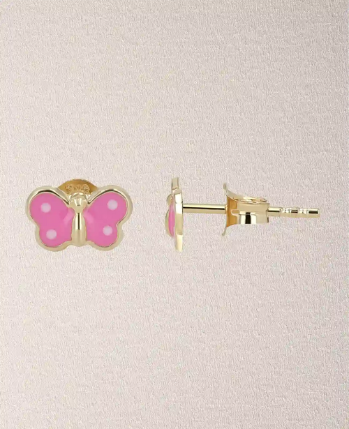 Flache Schmetterling Ohrstecker die Flügel sind rosa
