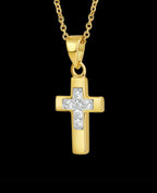 Ankerkette mit kantigen Kreuz Anhänger mit 6 Zirkonia Steine mittig