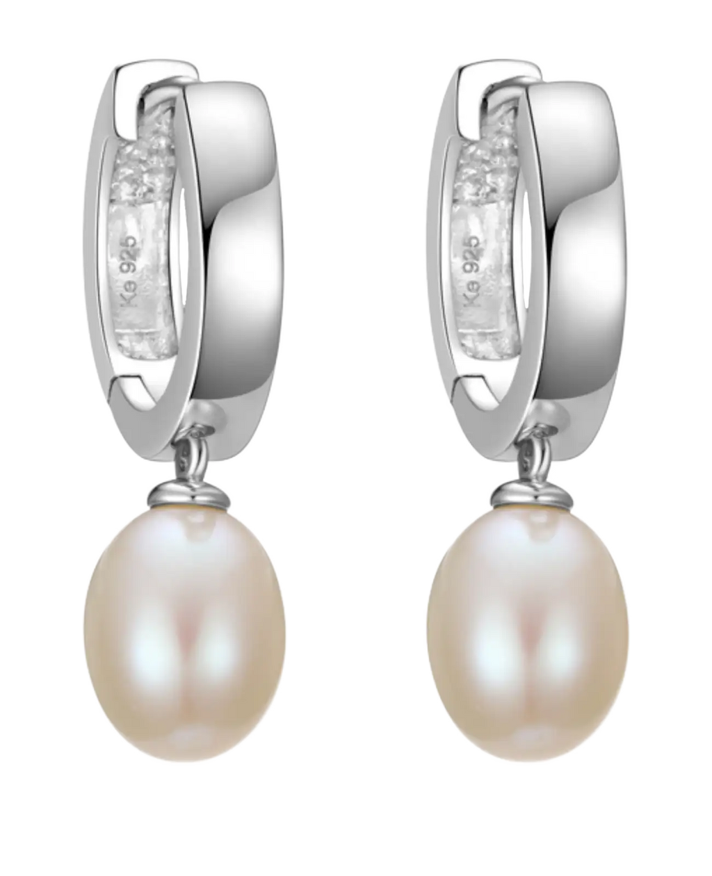 Breite Creolen darunter bewegliche ovale Süßwasserzuchtperle