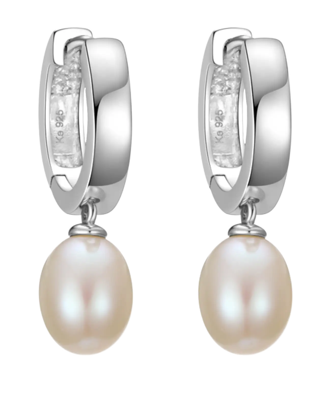 Breite Creolen darunter bewegliche ovale Süßwasserzuchtperle