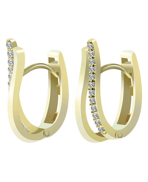 schmale 2 reihige creolen eine reihe mit zirkoniabesatz