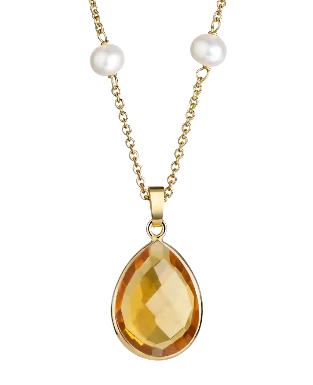 ankerkette mit großen goldbraunen tropfenanhänger