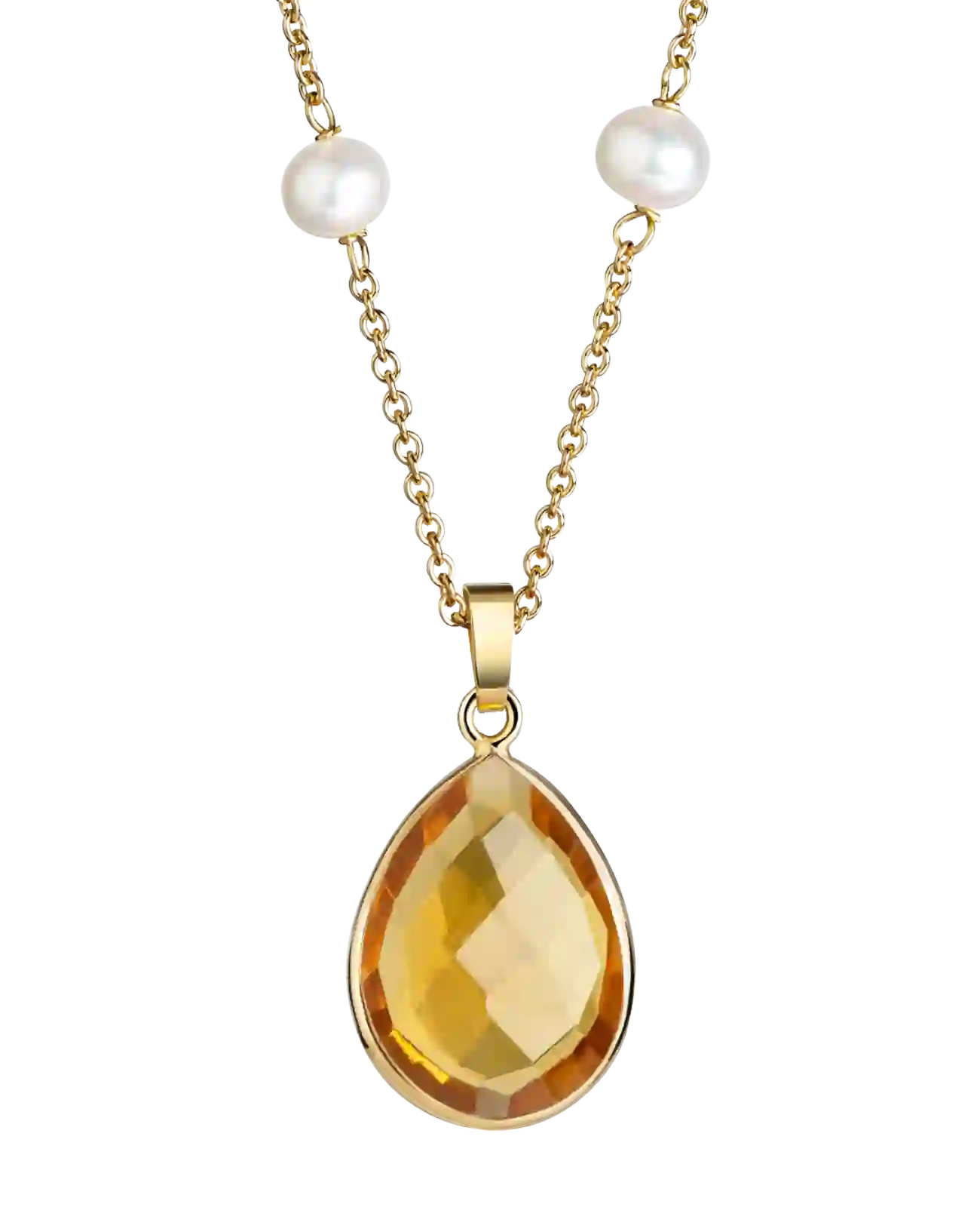 ankerkette mit großen goldbraunen tropfenanhänger