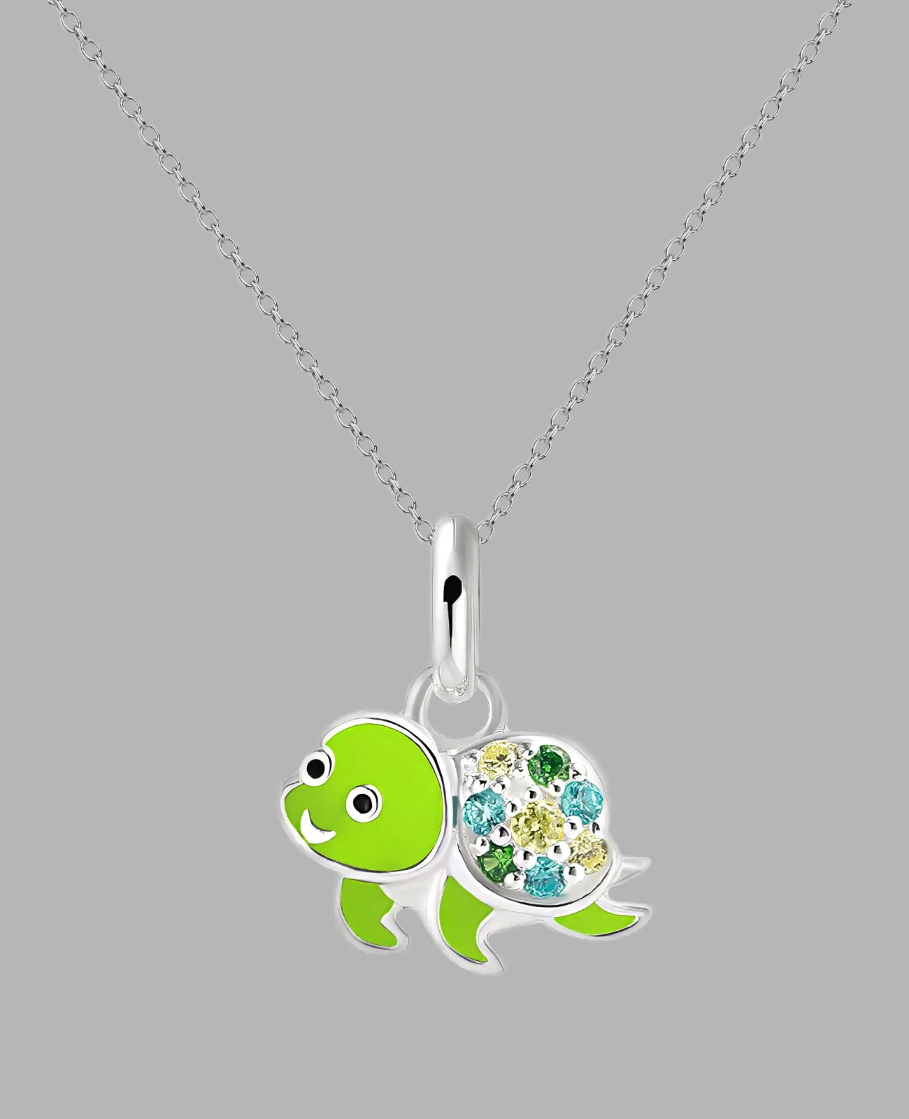 Ankerkette mit flachen Schildkröte Anhänger grün