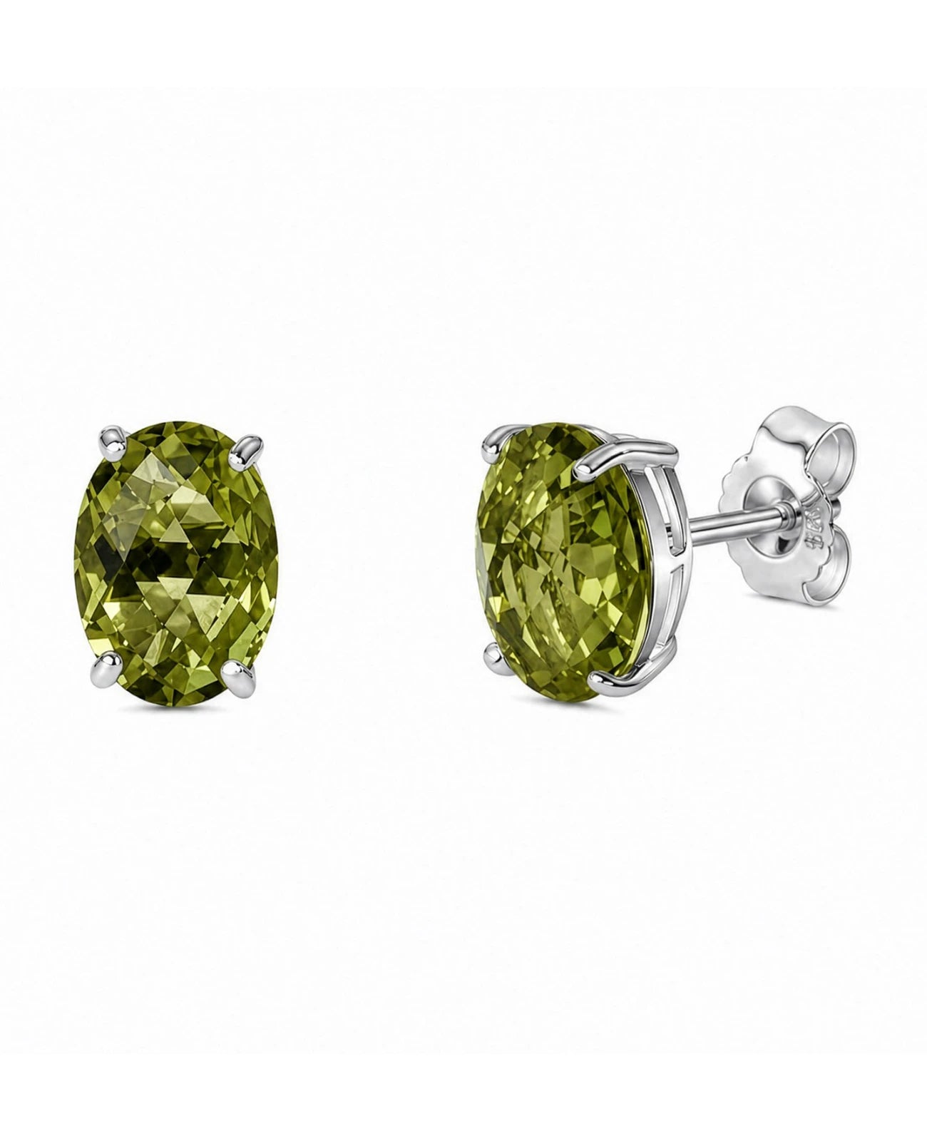 Ohrstecker mit großen ovalen Zirkonia in Olivefarbe