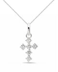 Ankerkette mit Kreuz Anhänger 6 Zirkonia Steine