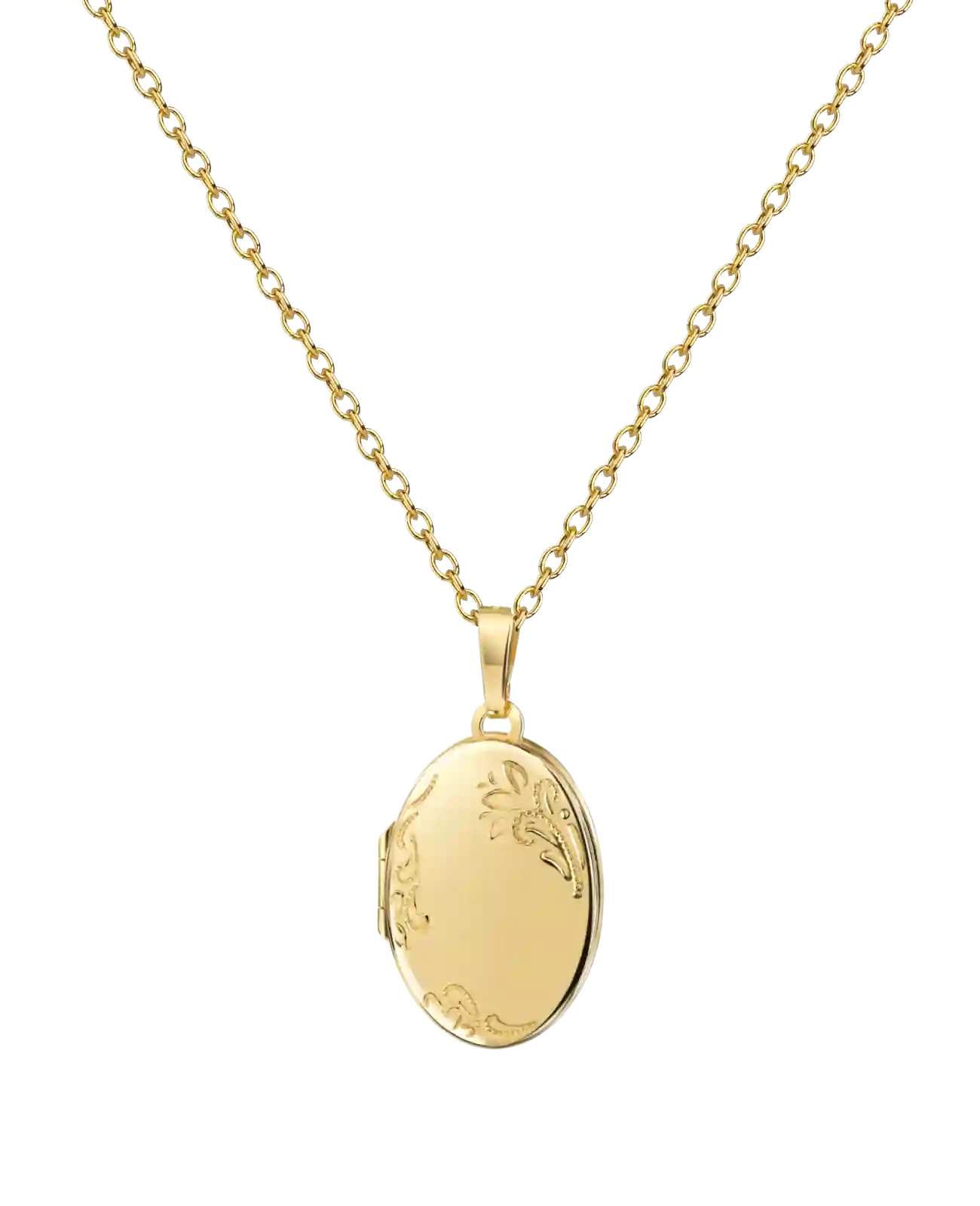 Ankerkette mit ovalen Medaillon Anhänger mit Verzierungen Platz für 2 Bilder