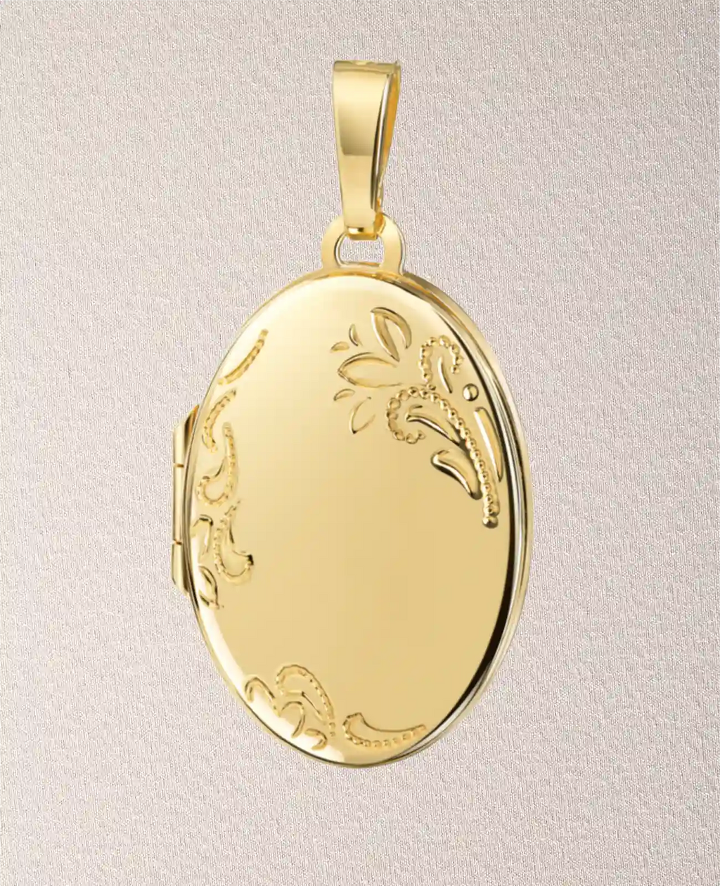 Ankerkette mit ovalen Medaillon Anhänger mit Verzierungen Platz für 2 Bilder