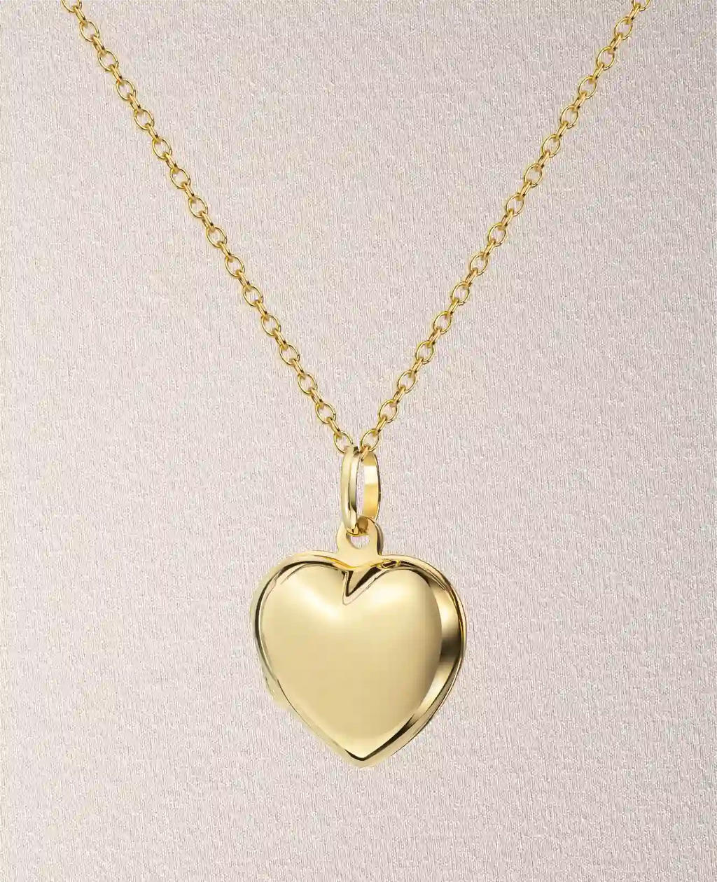 Ankerkette mit bauchigen Herz Medaillon Anhänger für 2 Bilder