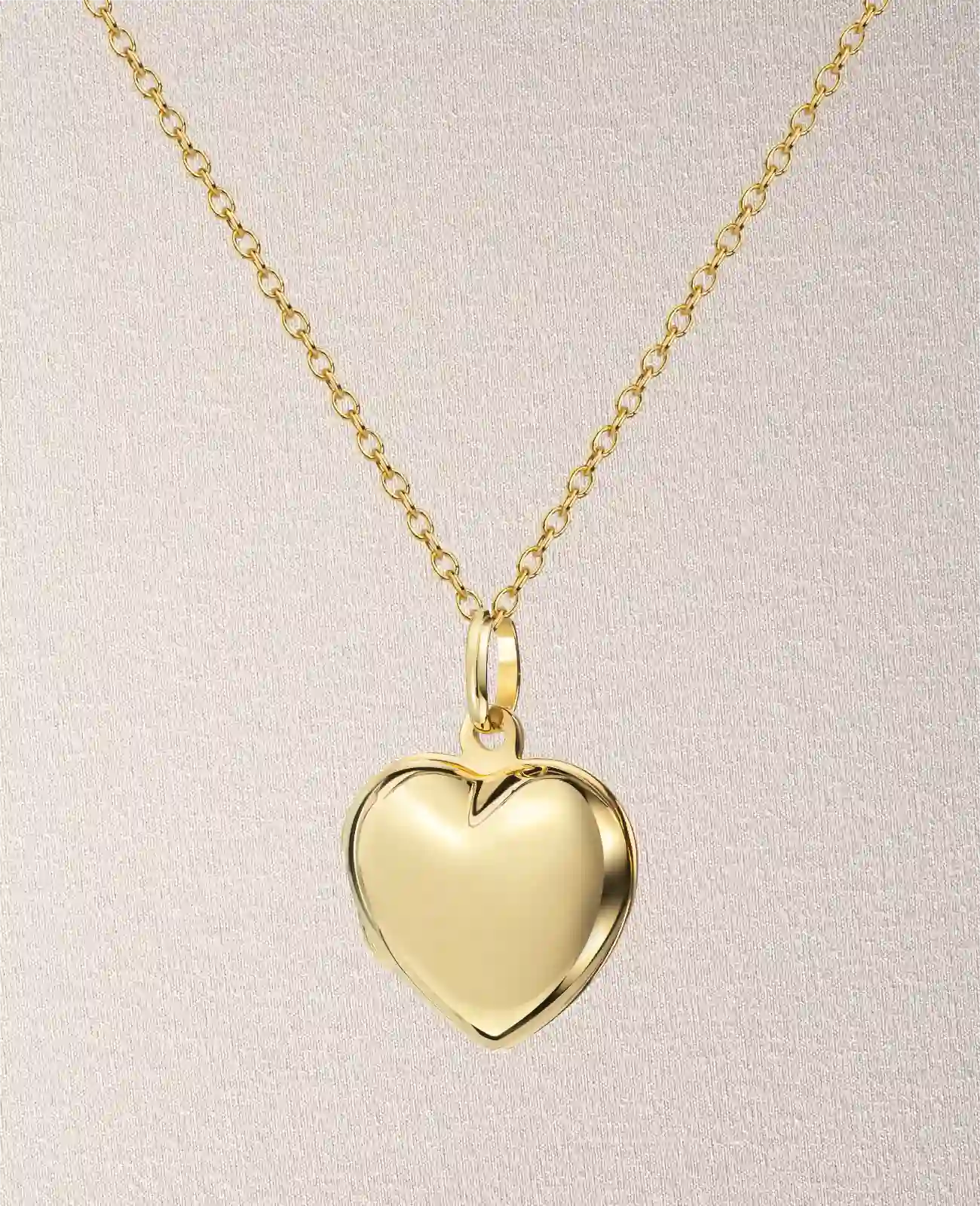 Ankerkette mit bauchigen Herz Medaillon Anhänger für 2 Bilder