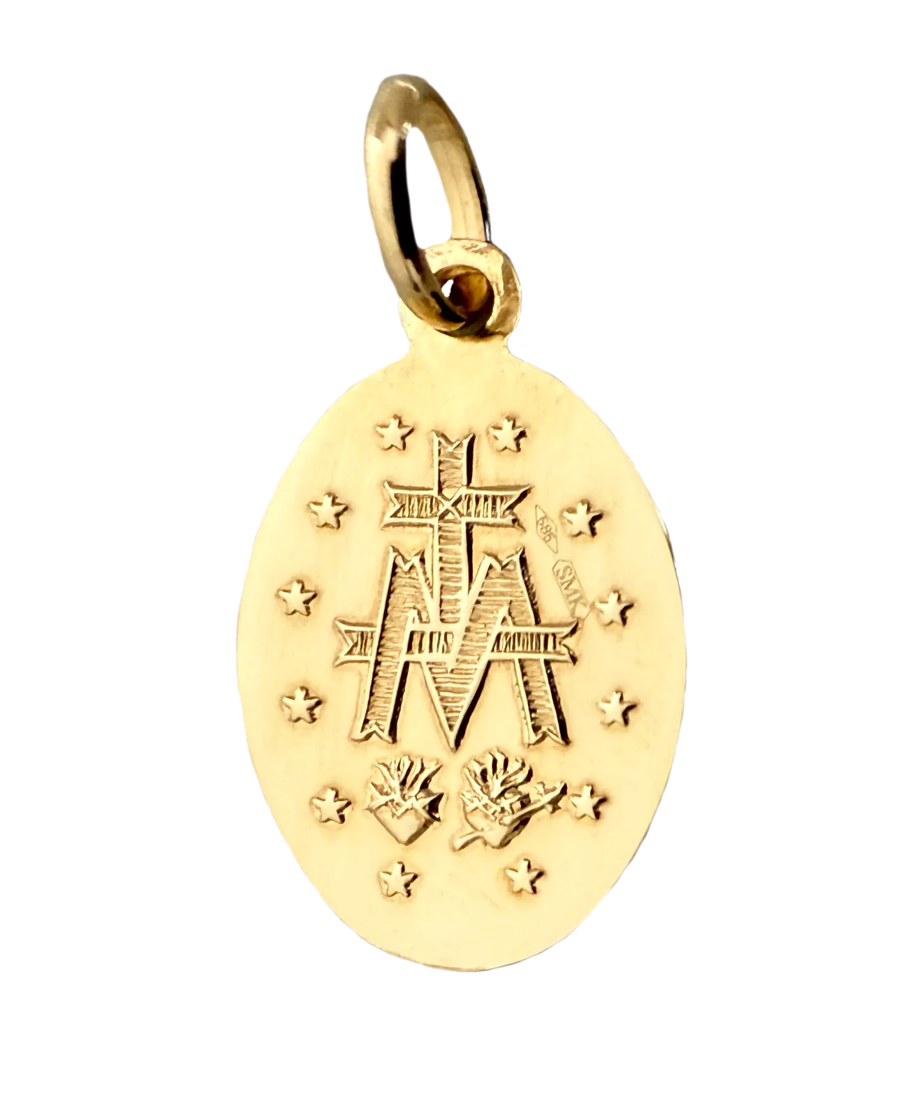 ovaler anhänger vorne maria hinten kreuz mit M