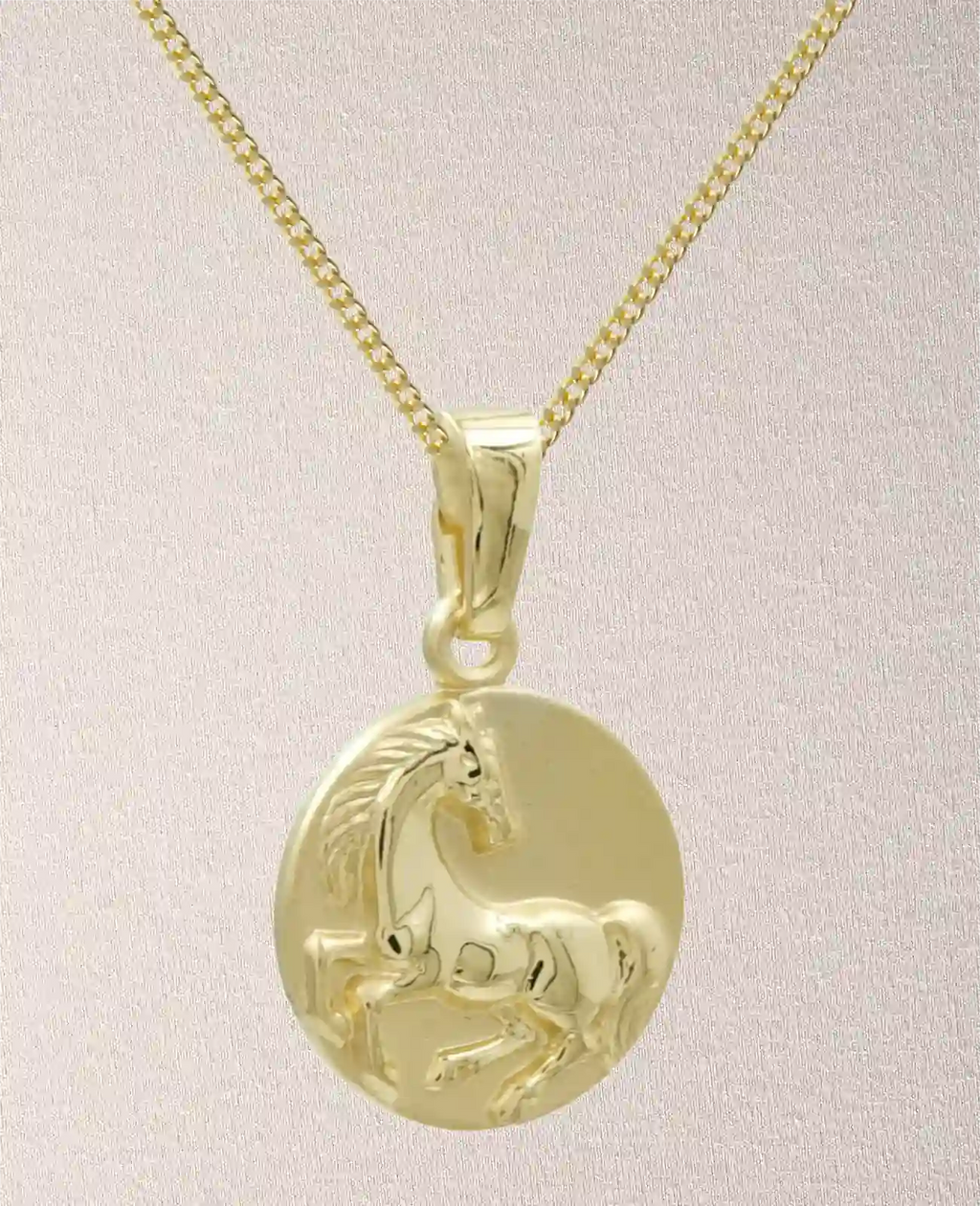 panzerkette mit runden Anhänger mit Pferdemotiv