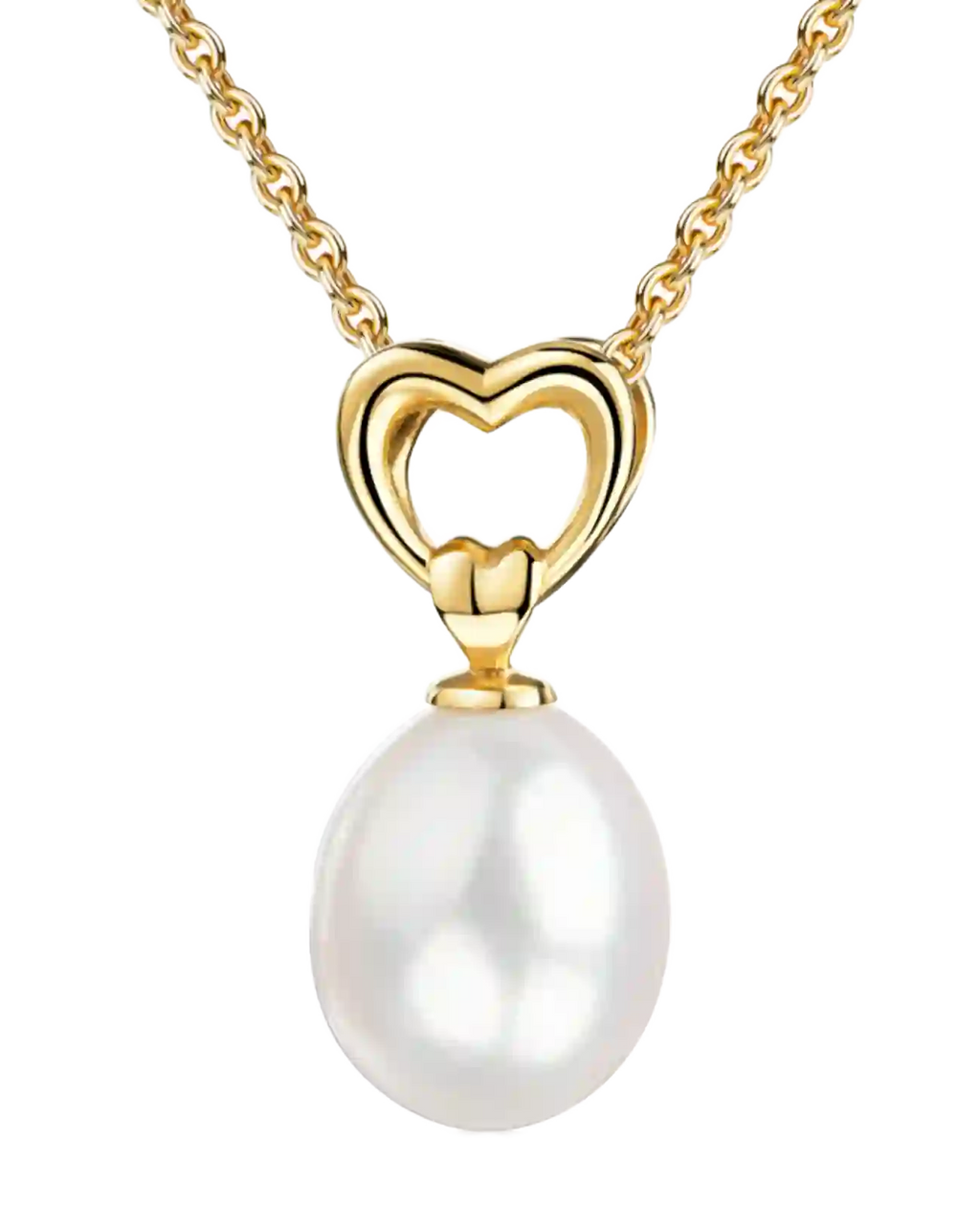 Ankerkette mit offenen Herz Mitteleteil darunter große ovale perle