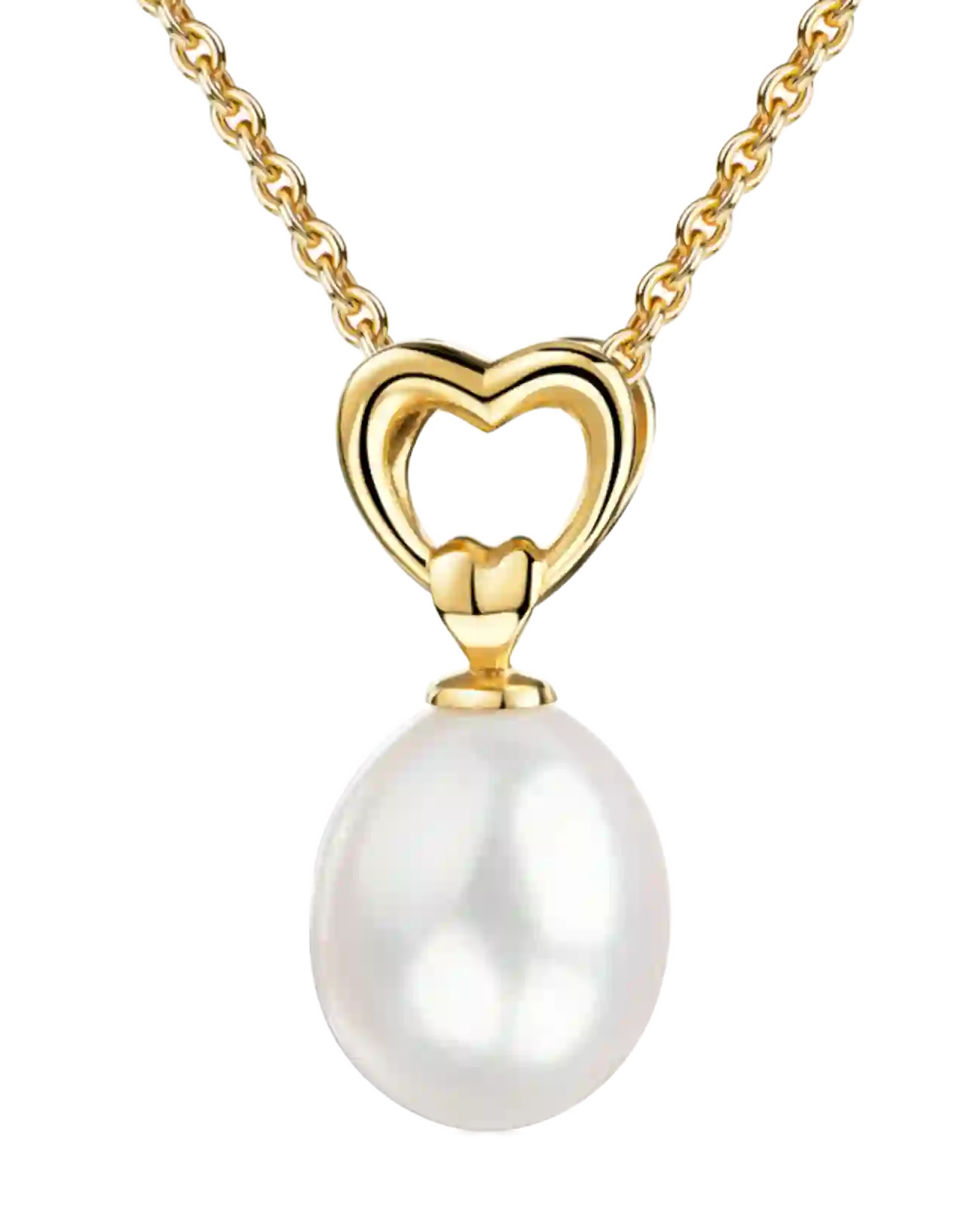 Ankerkette mit offenen Herz Mitteleteil darunter große ovale perle